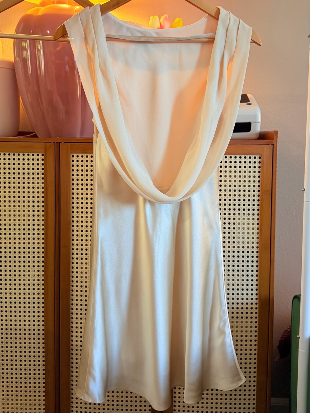 Reformation Jonelle Silk Dress In Almond, NWOT, NEVER WORN, NO FLAWS. - Picture 9 of 12